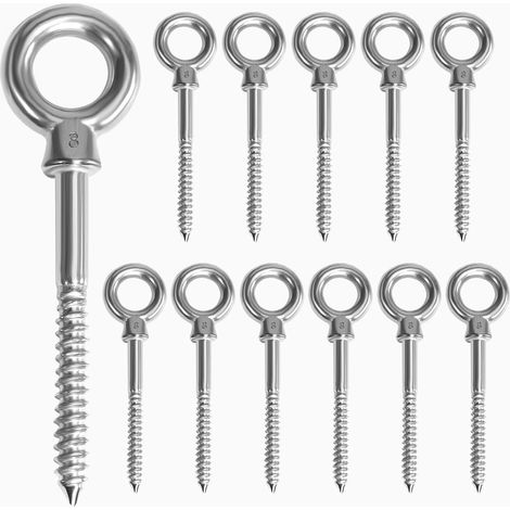 15 Boulons à Œil M8x80mm Acier 304 – Crochets à Vis avec Écrous (1/5)
