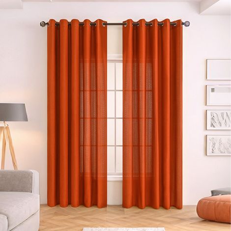 Rideau de terrasse en 2 pièces, adapté aux portes coulissantes, portes de terrasse et portes coulissantes en verre (rayures verticales orange, 140160CM).