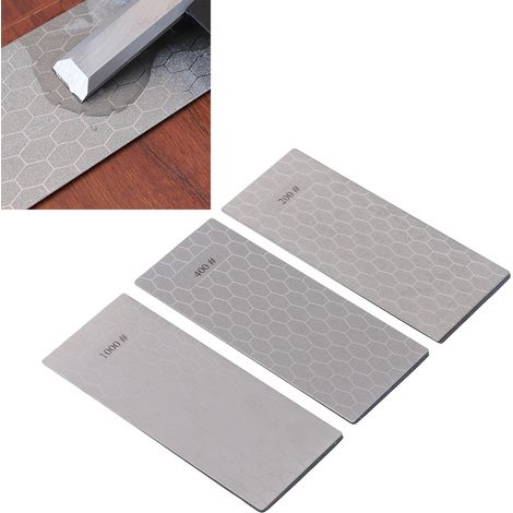 Set aus 3 Diamantschleifscheiben Nr. 200, 400 und 1000 mit rutschfester Basis, geeignet für Küchenutensilien und den Außenbereich. (1/5)