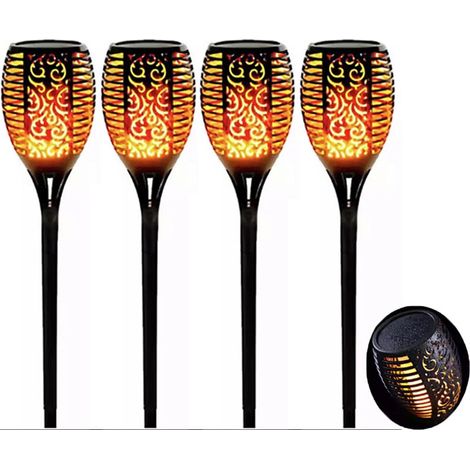 4Pack Solaire Flamme Lumières 96LED Extérieur Étanche Scintillement Danse Torches Lampe pour Jardin Décoration Voie Pelouse Lumières (1/5)