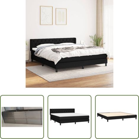 vidaXL Kopfteil - Boxspringbett mit Matratze Schwarz 160x200 cm Stoff (1/5)