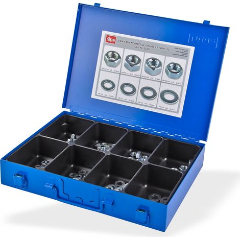 Metall Sortimentskasten Sortierkasten Kleinteilebox Muttern + Unterlegscheiben (1/4)