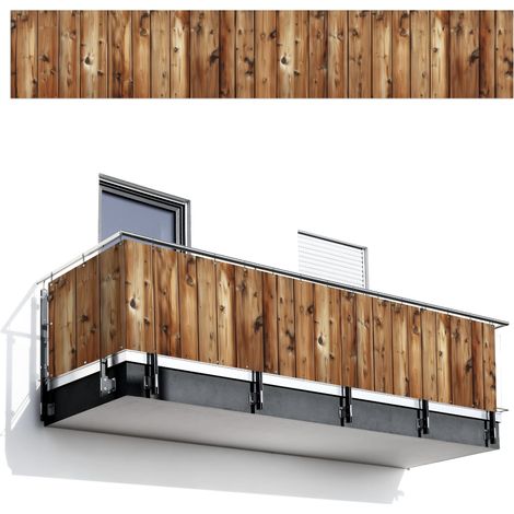 BRISE-VUE POUR BALCON Bois - Etagères - Marron 500x85 cm