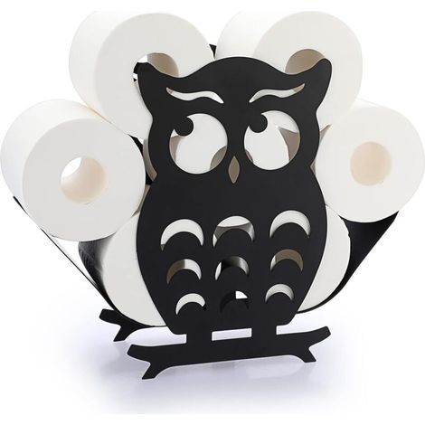 YMYNY Support de Rouleau de Papier Toilette Porte-Papier en métal Stockage de Papier en Forme de Hibou pour Salle de Bain (Noir)