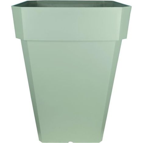 Maceta cuadrada RIVIERA SOLEILLA - Plástico - Altura 53 cm - Verde arcilla