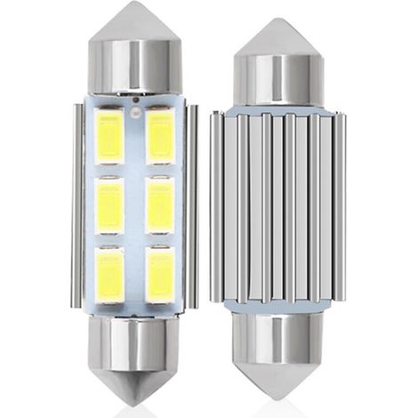 4Pcs C5w led 36mm 5630 SMD 6 LED Ampoule Lampe Dôme Festoon C5w Led DC 12V Blanc Voiture (1/5)