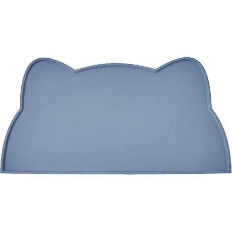 Tapis de gamelle en silicone pour petits chiens, Accessoire pour chien - Imperméable - Antidérapant - Bords surélevés - Antidérapants - Imperméables - Facile à nettoyer (bleu, 45,5 x 25,5 cm)