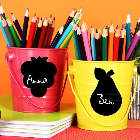 Sticker ardoise tableau noir - stickers muraux adhésif effaçable - LOT DE 6 MINI-FRUITS - 90x90cm (1/3)