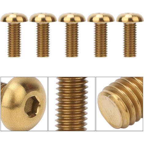 5 vis M5x12 en titane pour fixation support bidon et étriers de frein vélo (lot de 5, couleur dorée) (1/5)