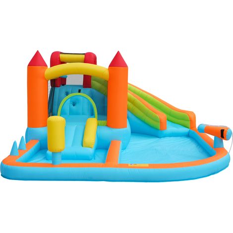 Castillo hinchable multifunción con soplador de 450 W, tobogán y canasta (1/5)
