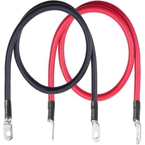 PA Câble de batterie AWG, 20 pouces, fil de cuivre pur AA, avec cosses à anneau de 5/16 pouce, convient aux voitures, panneaux solaires, VTT, tondeuses à gazon, motos et bateaux, paquet de 2. (1/4)