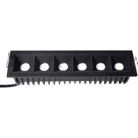 Faretto led incasso 12 watt punto luce per vetrine negozi rettangolare moderno nero lampada spot light luce fredda 6500K (1/5)