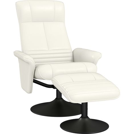 Fauteuil relax pivotant avec repose-pieds en microfibre crème, inclinable jusqu'à 135°, capacité 150 kg (1/5)