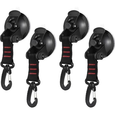 4 pezzi di ancoraggio a ventosa con gancio di fissaggio, gancio per auto a ventosa, accessorio per teloni da campeggio per tende laterali per auto, per bagagli da campeggio per auto, barca (rosso)