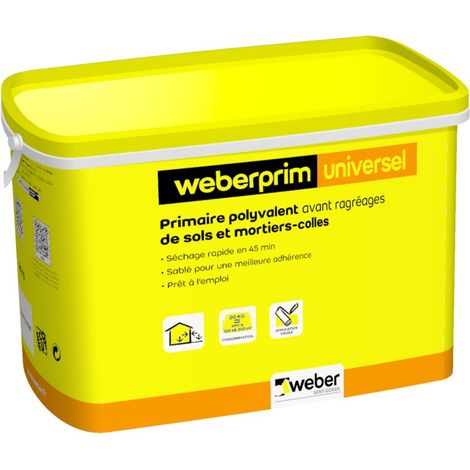 Weber Saint Gobain – Primaire pour murs 1 kg – Séchage rapide en 45 mn – Forte adhérence sur tous supports – Application facile avec rouleau