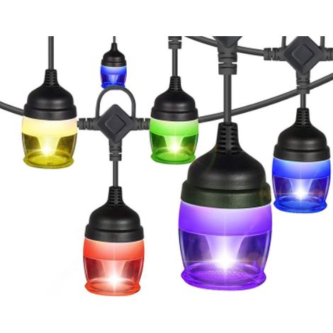 Guirlande lumineuse extérieure à LED colorée solaire extérieure et intérieure avec 12 ampoules étanche IP65 Guirlande lumineuse