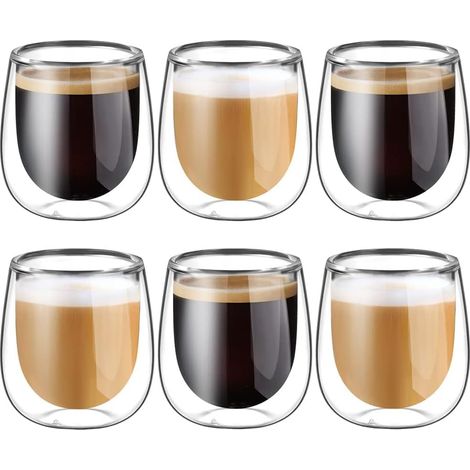 6x100ml (4oz) Tasses à Espresso en Verre Transparent, Verre à Double Paroi, Verre à Café (1/5)