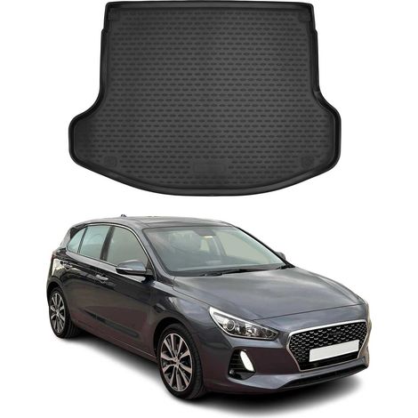 OMAC Bac de Coffre de Voiture Compatible avec Hyundai i30 Fastback 2019-2021  Tapis de Coffre 3D Ajustement Parfait Protection de Coffre  Bord Haut antidérapant Tapis en Caoutchouc Noir (1/5)