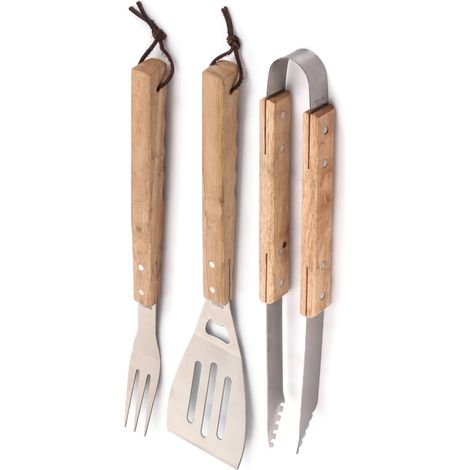 MAURY'S GRILL SET DA 3 UTENSILI PER BARBECUE CON MANICO IN LEGNO 41 CM COLORE ASSORTITO OKS (1/5)