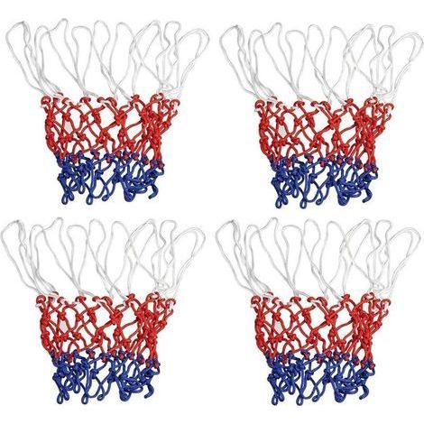 4 pcs Filet de Basket-Ball en Nylon pour Match/Formation/Divertissement - Rouge/Blanc/Bleu 12 Boucles Basketball Net Convient pour Panier de Basket Intérieur ou Extérieur-Fei Yu (1/3)