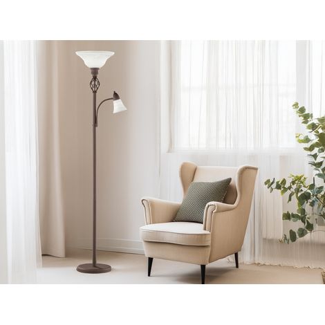 LED Deckenfluter mit Leselampe im Landhausstil, Rostoptik Höhe 180cm (1/5)