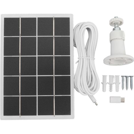 Panneau de charge solaire pour caméra avec support 3W 5V en silicium monocristallin Type C sécurité pour appareils Android blanc (1/5)