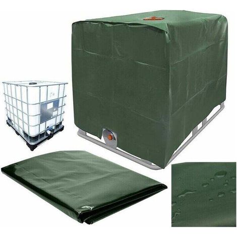 Bâche de Protection pour Réservoir d’Eau IBC 1000 L – Couverture Anti-UV Anti-Pluie Anti-Poussière – Dimensions 120 x 100 x 116 cm – Vert (1/5)
