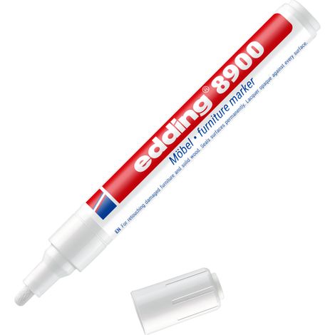 Edding - Marqueur pour meuble E8900 blanc - pour retoucher et masquer les rayures sur les placages et bois massifs - 1 pc(s)