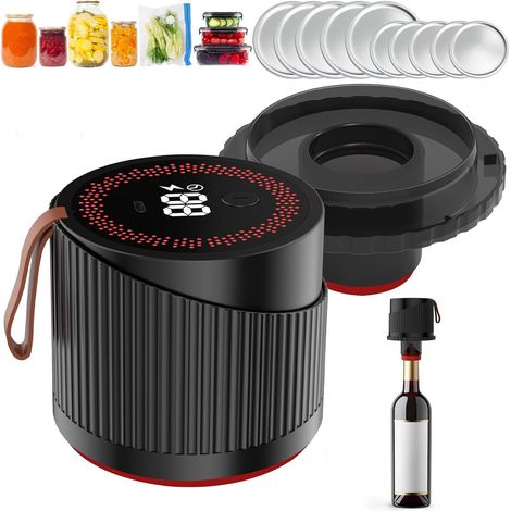 Machine de Mise sous Vide Portable pour bocaux Mason, Mini Machine avec système d'extraction d'air, Compatible avec Les bocaux Mason à Large et à Ouverture Standard et Les Bouteilles de vin
