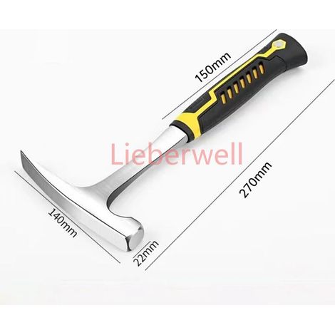 1 Piece WOZOBUY High Carbon Steel Rock Pick Hammer with Non-Slip Rubber Handle, All-Steel Geological Claw Hammer, Brushed Finish, (1/2)