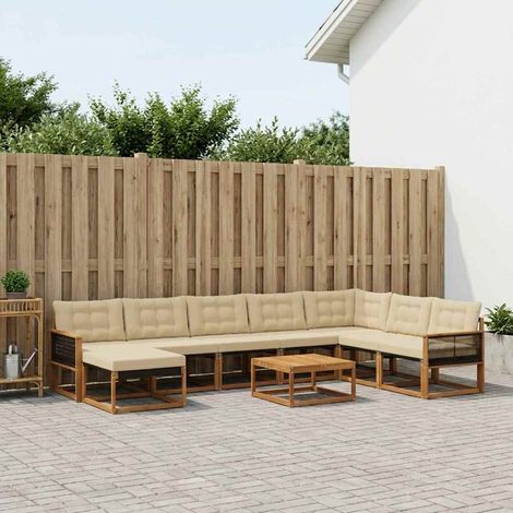 vidaXL Outdoor-Sofagarnitur 9 pcs Natur und Beige Massivholz Akazie (1/5)