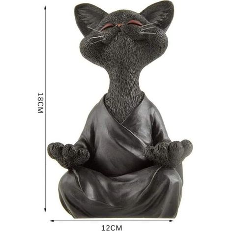 VURAHOME -Statue de chat bouddha Zen et heureux en meditation, idéale pour la décoration intérieure et extérieure maison et jardin Magnifique cadeau figurine design moderne en resine,Supoerma, (18cm x