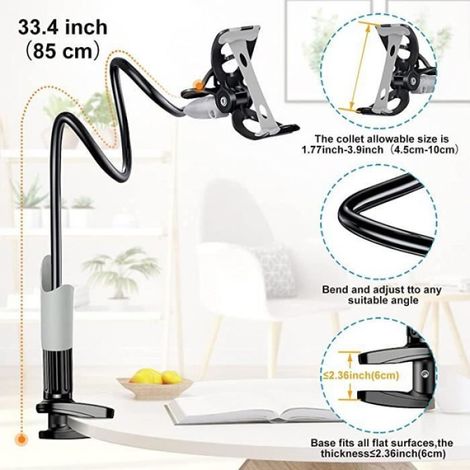 Support Moniteur Bébé - Flexible Rotatif 360 Degrés - Compatible Universel Babyphone - Noir - 1 Pièce (1/4)