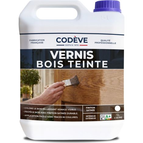 Vernis Teinte Bois - 5 L - Codeve Bois - Incolore - Pour La Décoration D'un Bardage, Persienne, Volet, Huisserie Ou Fenêtre.