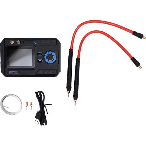Poste de soudage par points intelligent sans fil, 1200 W, puissance réglable, pointe en laiton à double impulsion, écran LCD 2,4 pouces, compatible avec les batteries au lithium, boîtier en acier inox (1/5)