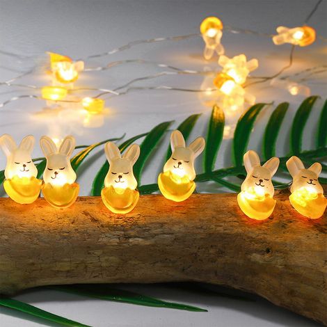 Guirlande Lumineuse De Pâques - Lapins Et Coquilles D Oeufs En Fil De Cuivre - 10 Led - 100 Cm - Fonctionne Sur Piles - 1 Piece (1/5)