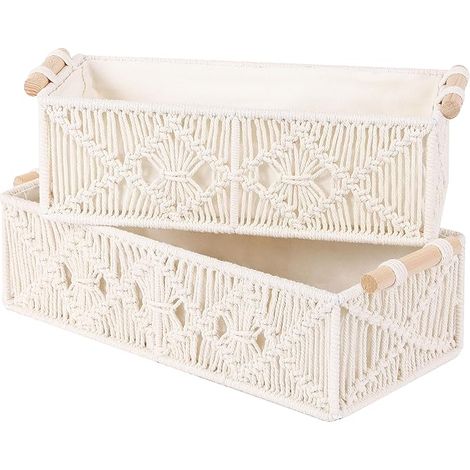 Panier de rangement bohème décoratif, boîte de rangement tissée à la main pour plan de travail, dessus de toilettes, étagère, armoire, organisation chambre et salon (1/5)