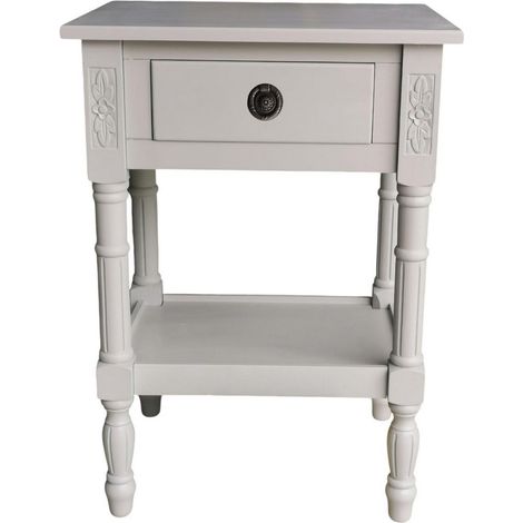 Single Drawers Side Table - L35 x W45 x H65 cm - Light Grey