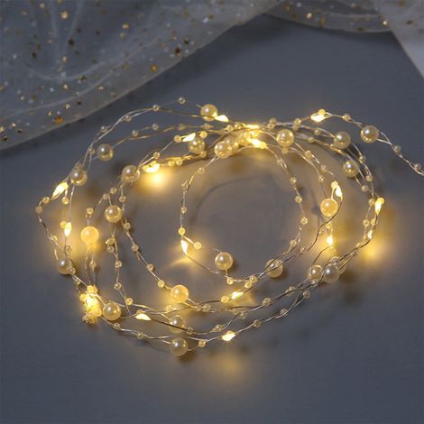 Lampe Perles - Lumière Ambiante LED - Décoration Murale pour Chambre à Coucher, Fête des Amoureux, Noël - 100 x 5 x 3 cm - Alimentation 2 Piles AA (1/5)