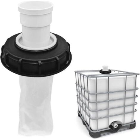 IBC-Filterabdeckung, IBC-Tankzubehör, 165 mm Nylon-Filterabdeckung mit Netzfilter, Tonfass-Oberabdeckung für IBC-Regenwassertank/gerader Kopf, MUMU