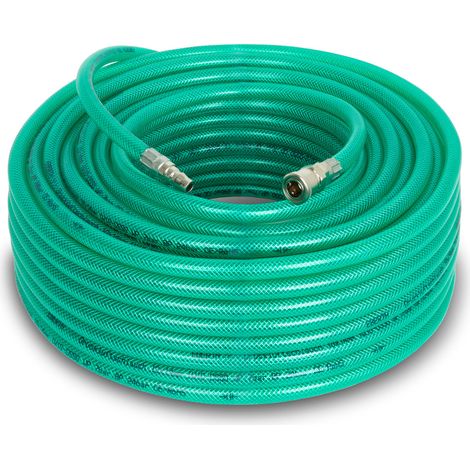 EBERTH Druckluftschlauch Gewebeschlauch Luftschlauch, Länge 30m, Kompressor Schlauch mit Durchmesser 10mm x 14mm (innen x außen), 3/8" Kupplung, 24 bar, Druckluft Zubehör mit 3/8 Zoll Anschluss