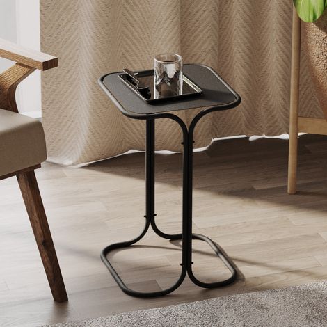 Couchtisch Cerami, quadratisch, Metallplatte, Farbe Schwarz, 30x30x52h cm Schwarz (1/4)