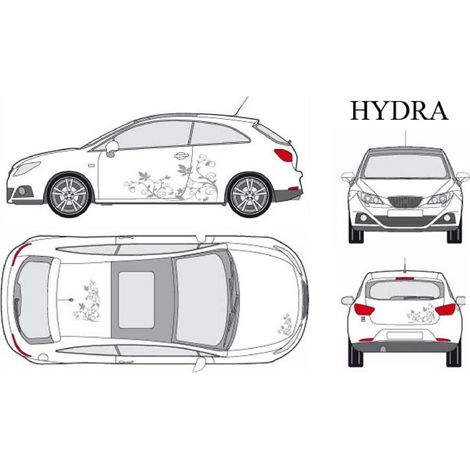 Set complet Adhesifs -HYDRA- Argent - Taille M - Car Deco