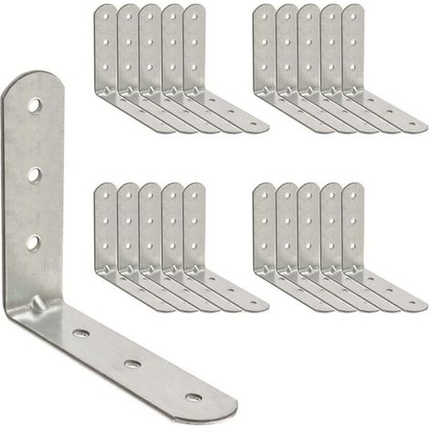 20 Équerre de fixation,Acier galvanisé 60x60x16mm,Trou pré-percé,Renfort angle 90 degrés,Mobilier et étagère (1/4)