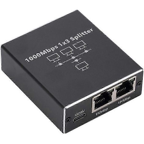 Adaptateur Ethernet Gigabit 1 vers 3 (1000 Mbps) avec connecteur RJ45, compatible PC et TV. WHBYV (1/4)