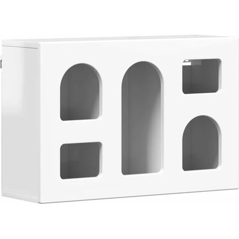 Armoire suspendue moderne rectangulaire avec étagères 60 x 20 x 40 cm en bois d'ingénierie blanc brillant (1/5)
