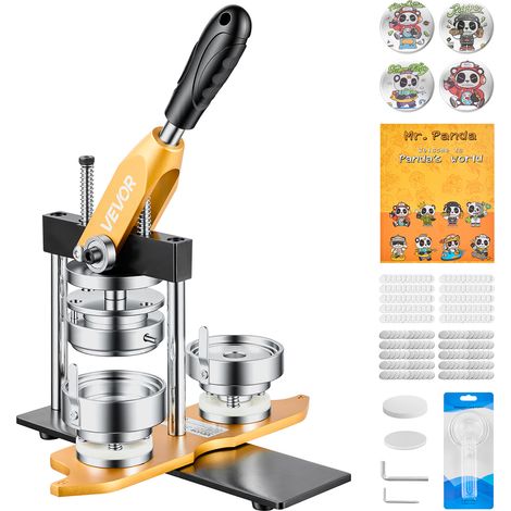 VEVOR Buttonmaschine 58 mm Knopfmachermaschine Badgemaker Buttonpresse, mit 100 Buttonrohlingen Kreisschneider & Zauberbuch Ergonomischem Griff für DIY-Anstecker Pins & Schlüsselanhänger (1/5)