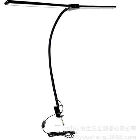 Lámpara de escritorio LED de doble cabezal transfronteriza con protección ocular, lámpara de lectura/estudio con brazo largo y clip, lámpara para monitor de ordenador (1/4)