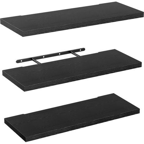 Lot de 3 Étagères Murales, Etagere Murale de 40 cm, Tablette Murale, Étagère Flottante Bois en MDF, Tablettes Flottantes de Rangement Décorative avec Support Invisible, Noire (1/5)