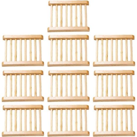 Lot de 10 porte-savons artisanaux en bois, lisses et délicats, antidérapants. (1/4)